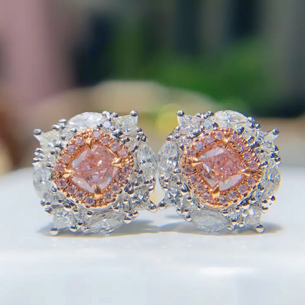 Dainty Pink Crystal Earrings - Picture 3 of 6